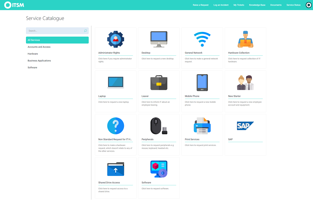 haloitsm service catalogue dashboard